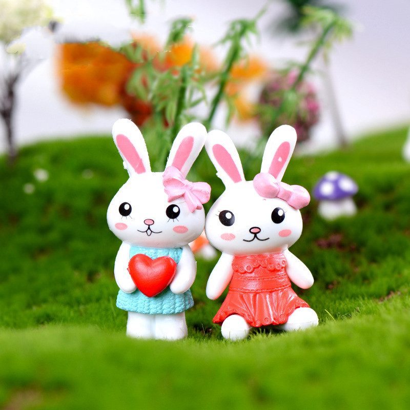 Mini Fairy Garden Animals Cartoon Rabbit Figurine Dolls Pot Bonsai Resin Car Interior Decoration Terrariums Fairy Garden Decoration Wholesale Fairy Garden Accessories Supplies Lovely Mini Rabbit Small Kids Toys Room Decor